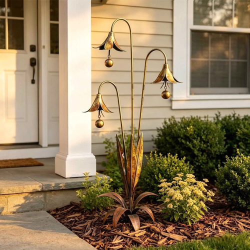 Enchanting Bellflower Garden Stake with Bells – Handcrafted Outdoor Yard Art