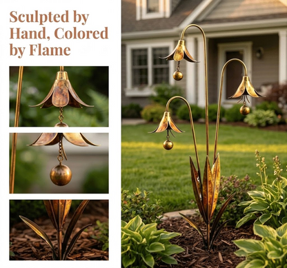 Enchanting Bellflower Garden Stake with Bells – Handcrafted Outdoor Yard Art