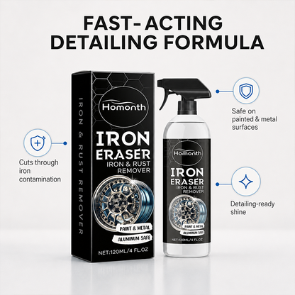 Homonth Iron Eraser Iron & Rust Remover-Fast-Acting Multi-Surface Car Cleaner for Wheels, Paint, Glass & Interior