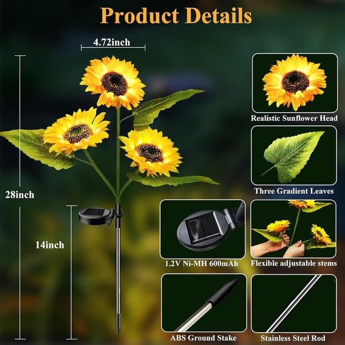 🌻Mother's Day Sale 50% OFF- 🌞Solar LED Sunflower Garden Lights-29.6inch/74cm