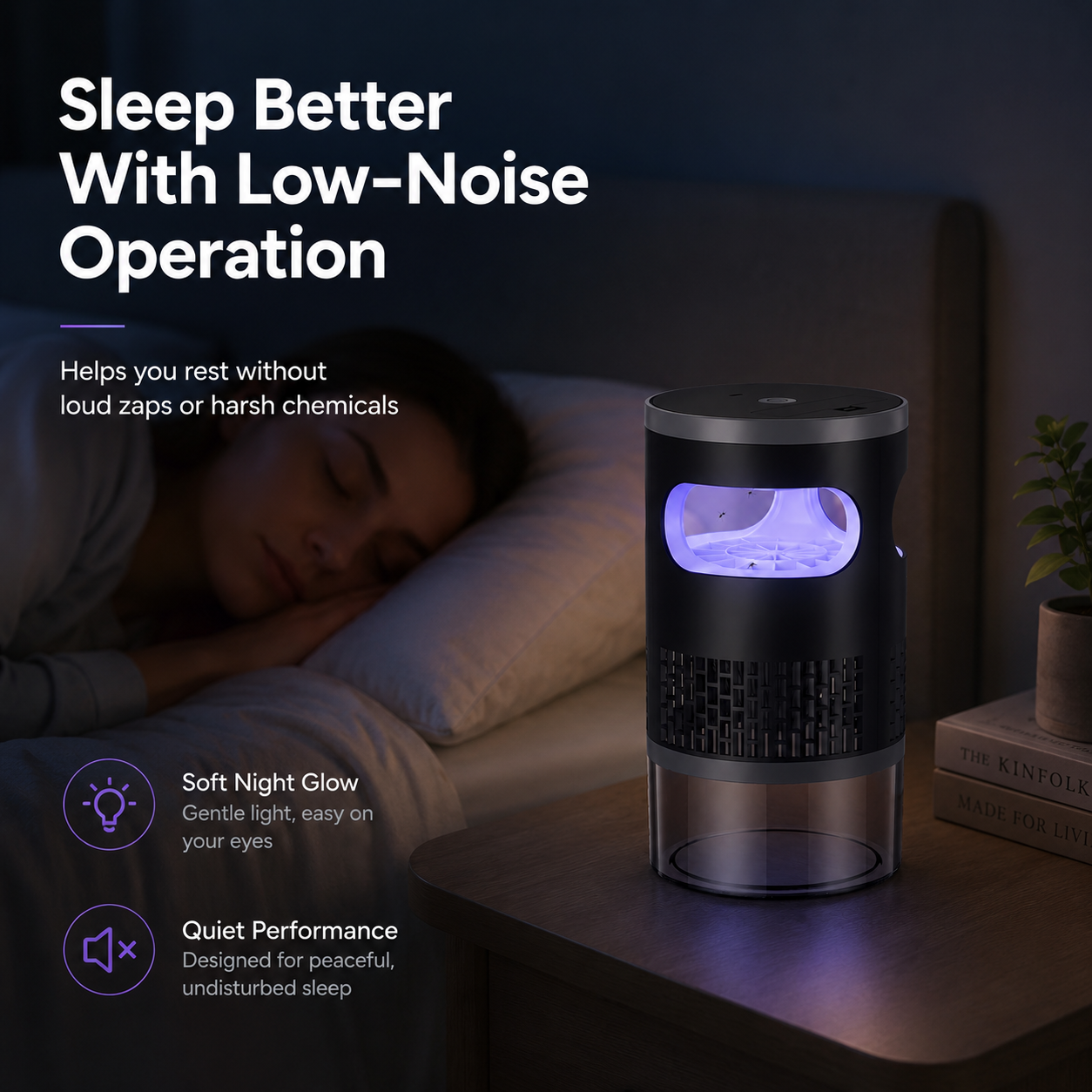 Quiet Indoor Mosquito Trap Lamp – USB Powered UV Suction Bug Catcher