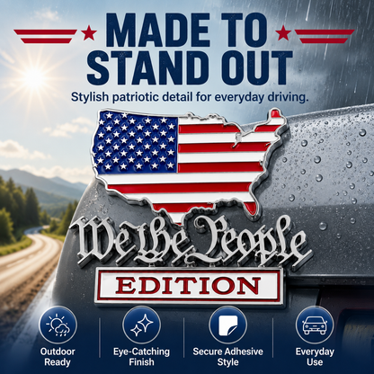 We The People Edition Chrome Auto Emblem-Patriotic 3D Metal Badge for Cars, Trucks, SUVs & Jeeps – Easy Peel-and-Stick Vehicle Upgrade