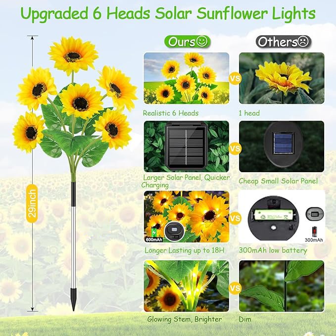 🌻Mother's Day Sale 50% OFF- 🌞Solar LED Sunflower Garden Lights-29.6inch/74cm