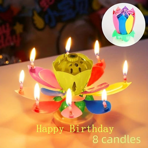 ✨Last Day Promotion🔥Creative Rotating Flowering Singing Lotus Holiday Candles